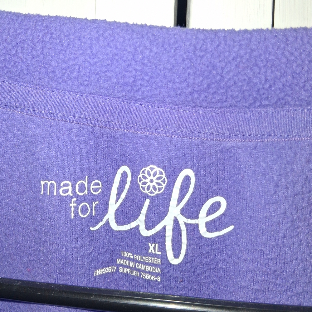 Made for Life Purple Fleece Top - Picture 2 of 4